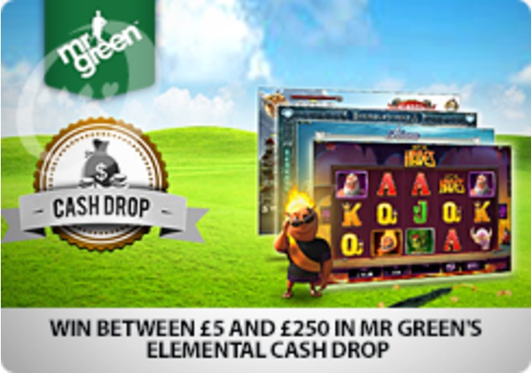 Win between 5 and 250 in Mr Green's Elemental Cash Drop