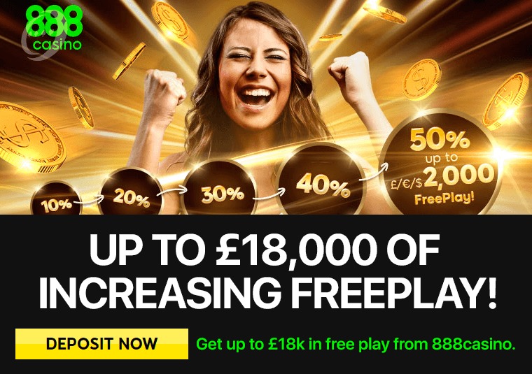 Get up to 18k in free play from 888casino