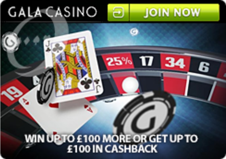 Get 25% cashback or win boost on blackjack or roulette at Gala Casino