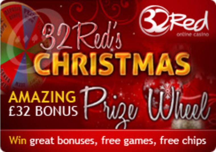 32Red Casino Spins with Christmas Prize Wheel Promo