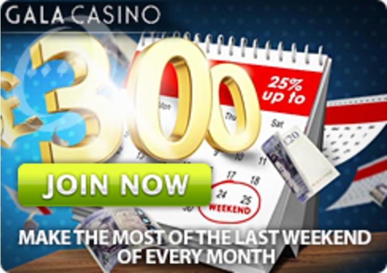 This end of month Booster Bonus from Gala Casino is worth up to 300