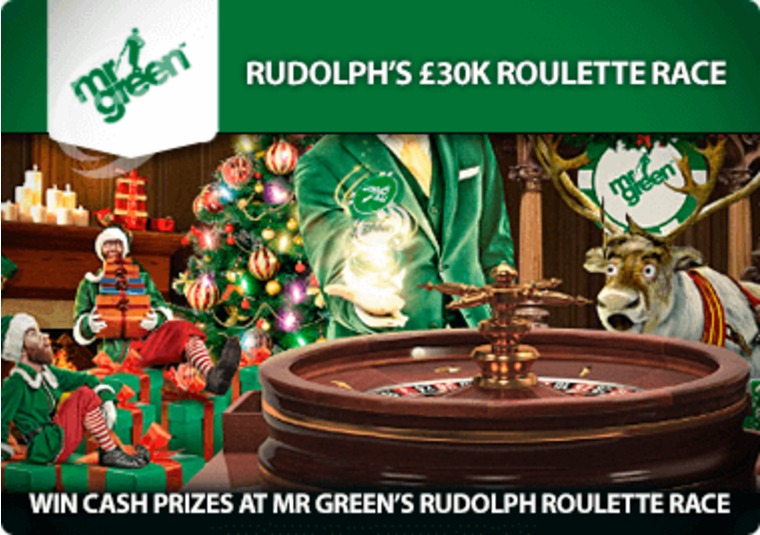 Win cash prizes at Mr Green's Rudolph roulette race