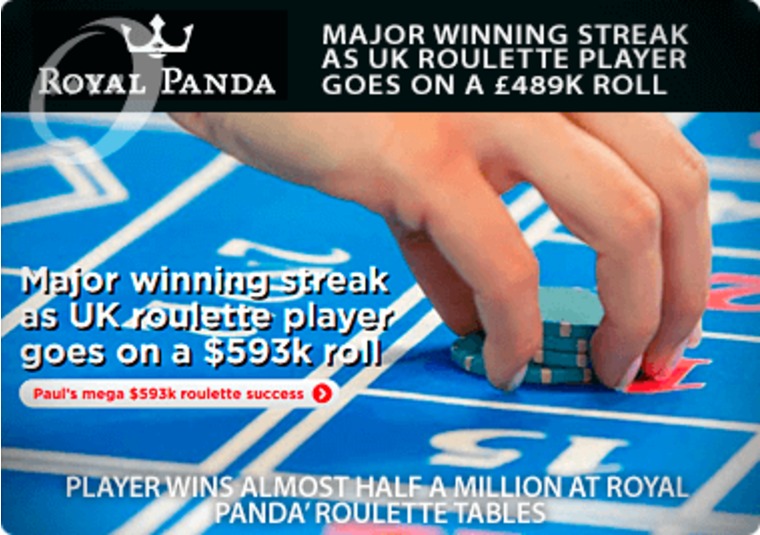 Player wins almost half a million at Royal Panda's roulette tables