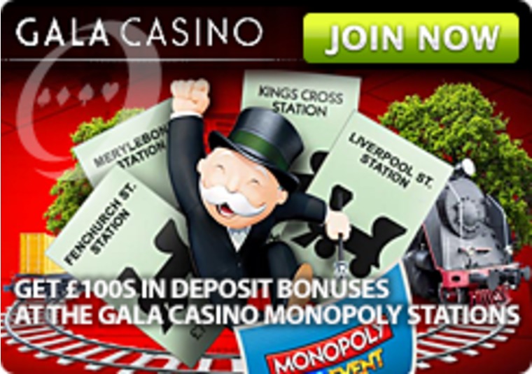 Get 100s in Deposit Bonuses at the Gala Casino Monopoly Stations