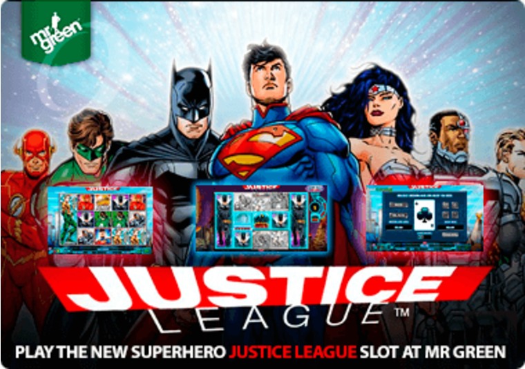 Play the new superhero Justice League slot at Mr Green