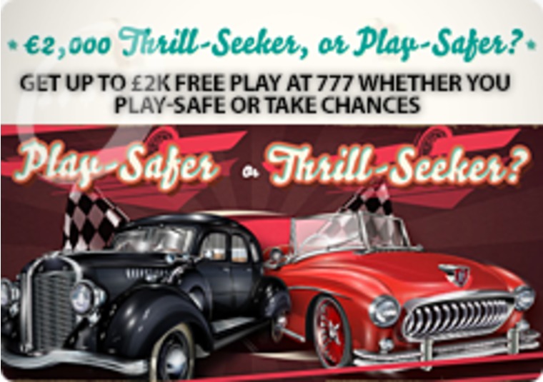 Get up to 2k free play at 777 whether you play-safe or take chances