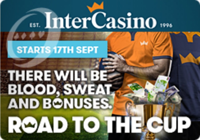 Rugby crazy InterCasino has 12k to giveaway and a 5k top prize