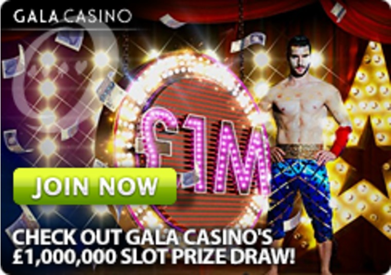 Check out Gala Casino's 1,000,000 Slot Prize Draw