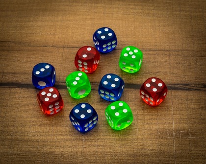 a row of dice at a casino